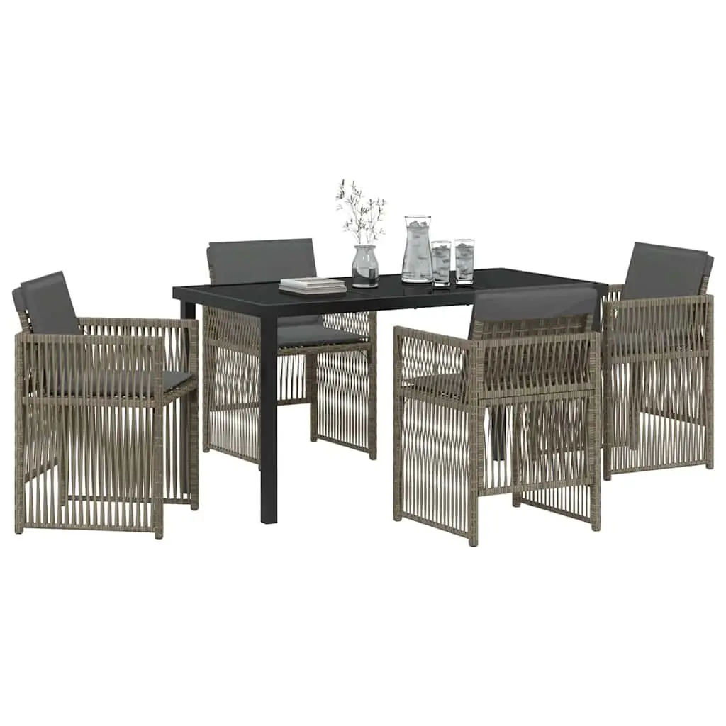 5-Piece Garden Dining Set with Rattan Armrests