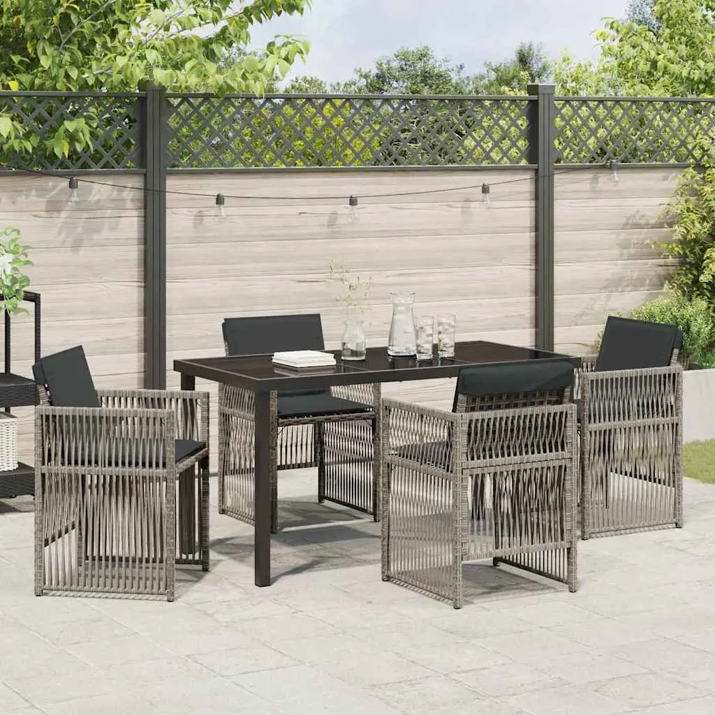 5-Piece Garden Dining Set with Rattan Armrests