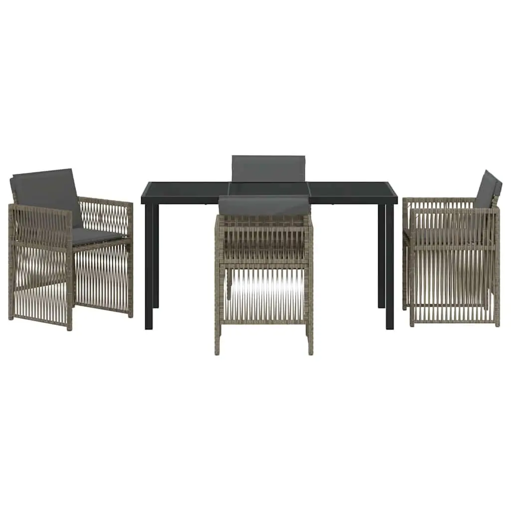 5-Piece Garden Dining Set with Rattan Armrests