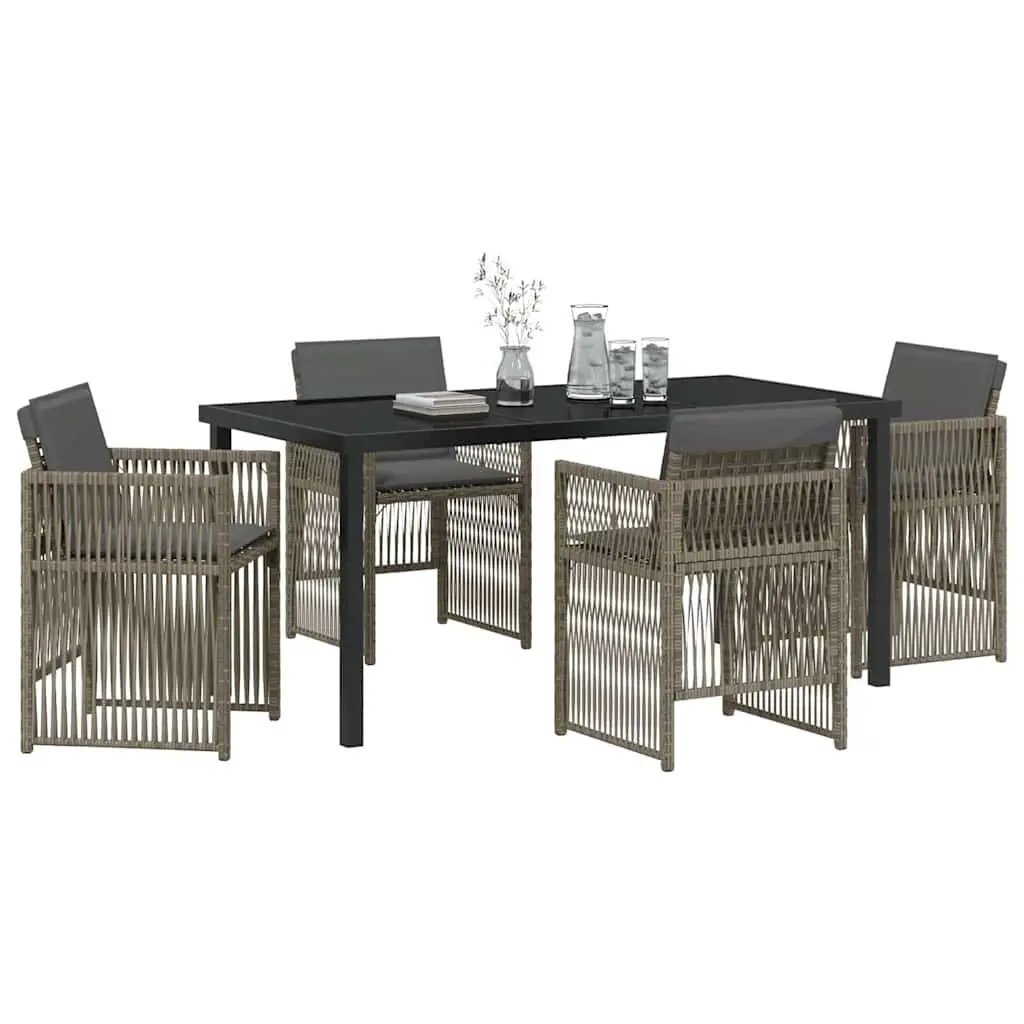 5-Piece Grey Garden Dining Set with Steel Frame
