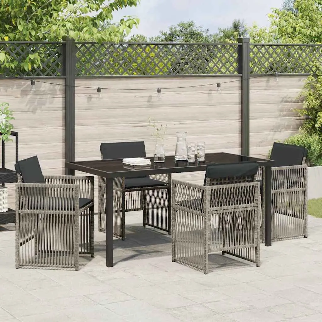 5-Piece Grey Garden Dining Set with Steel Frame