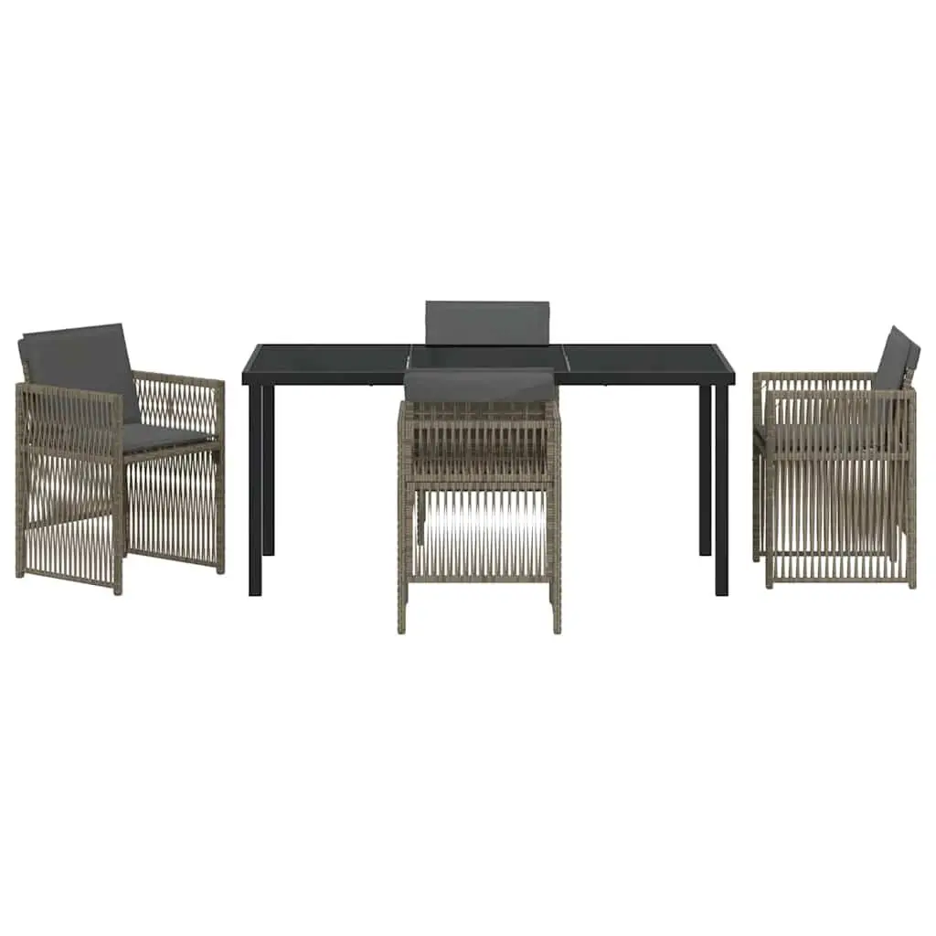 5-Piece Grey Garden Dining Set with Steel Frame