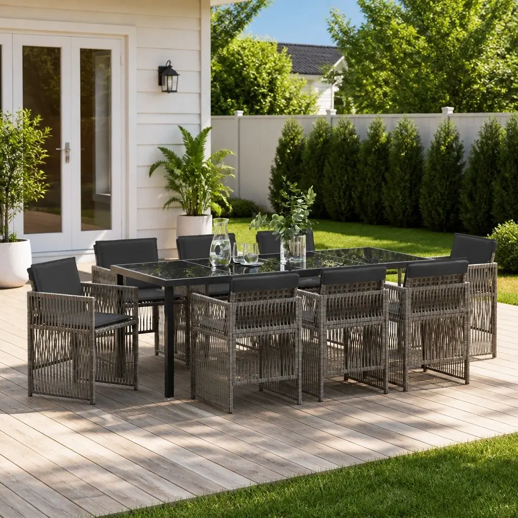 9-Piece Garden Dining Set with Durable Frame