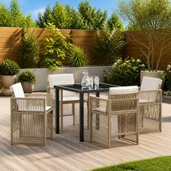 5-Piece Garden Dining Set with Durable Steel Frame