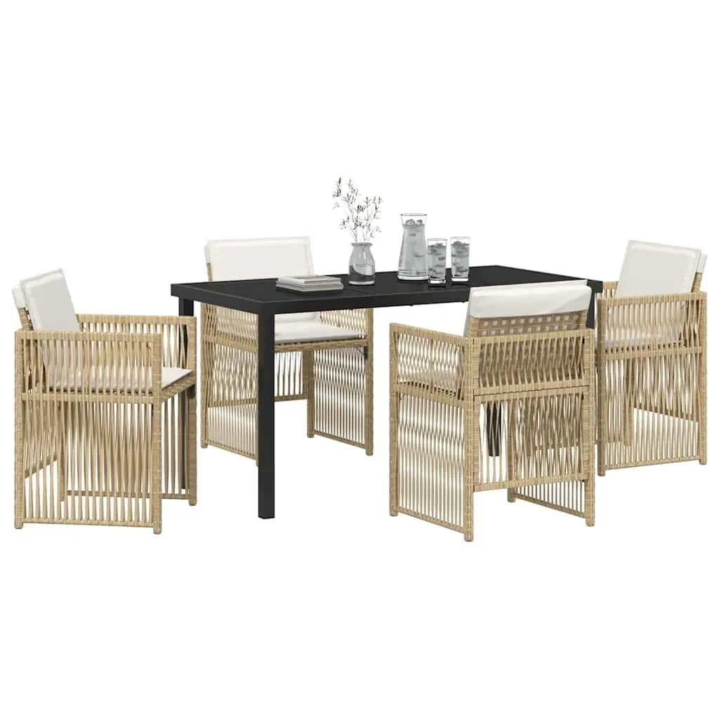 Outdoor Dining Set Steel Frame 5 Piece Garden Furniture Brown