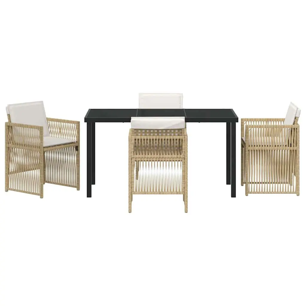 Outdoor Dining Set Steel Frame 5 Piece Garden Furniture Brown