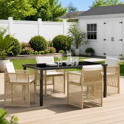 Premium Outdoor Dining Set 5-Piece Steel Frame with Cushions