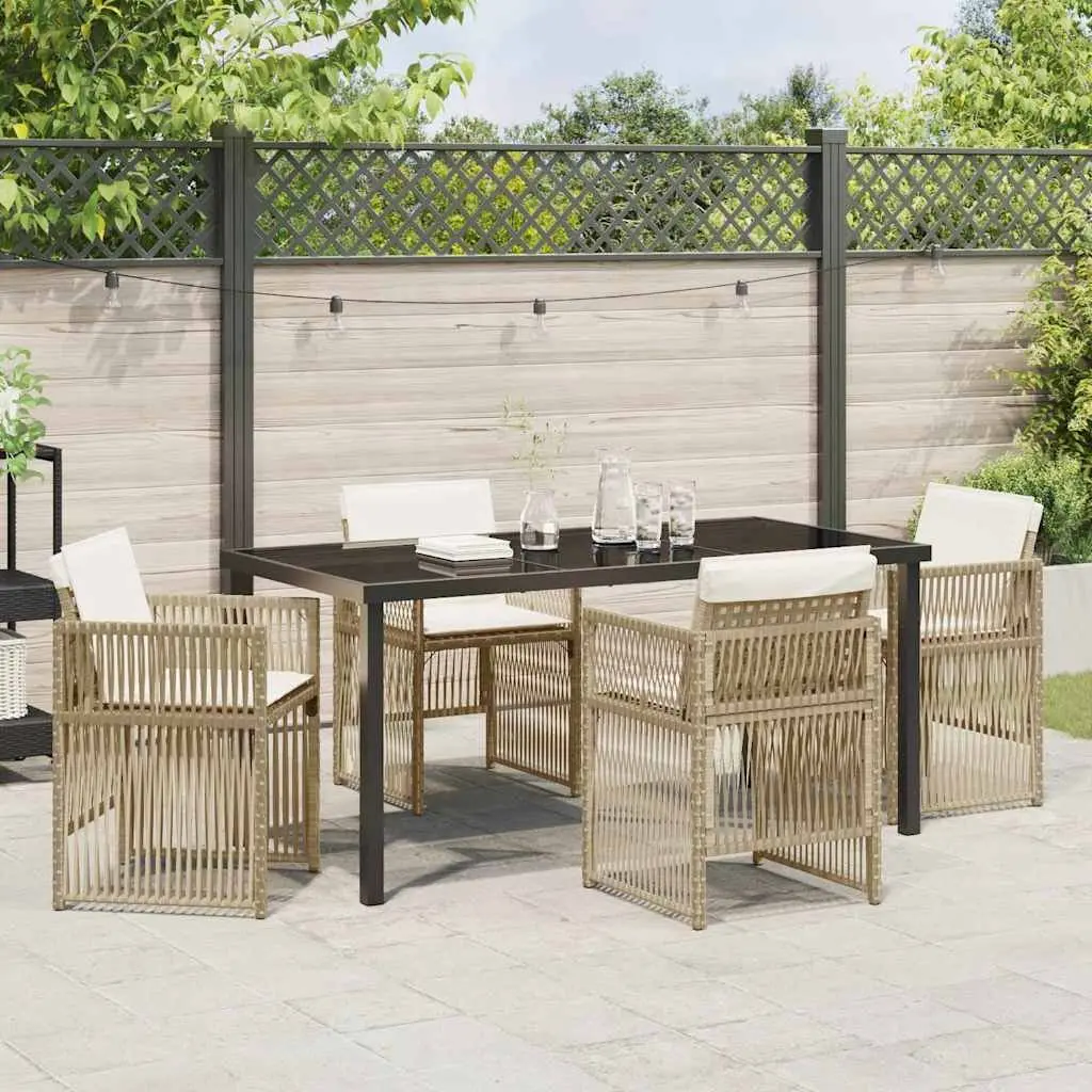 Outdoor Dining Set 5-Piece Steel Frame with Cushions