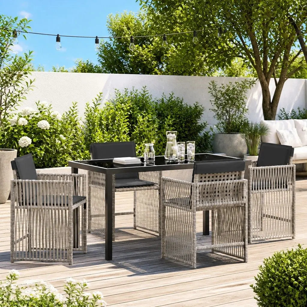 5-Piece Garden Dining Set in Light Grey