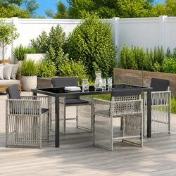 5-Piece Outdoor Dining Set with Steel Armchairs