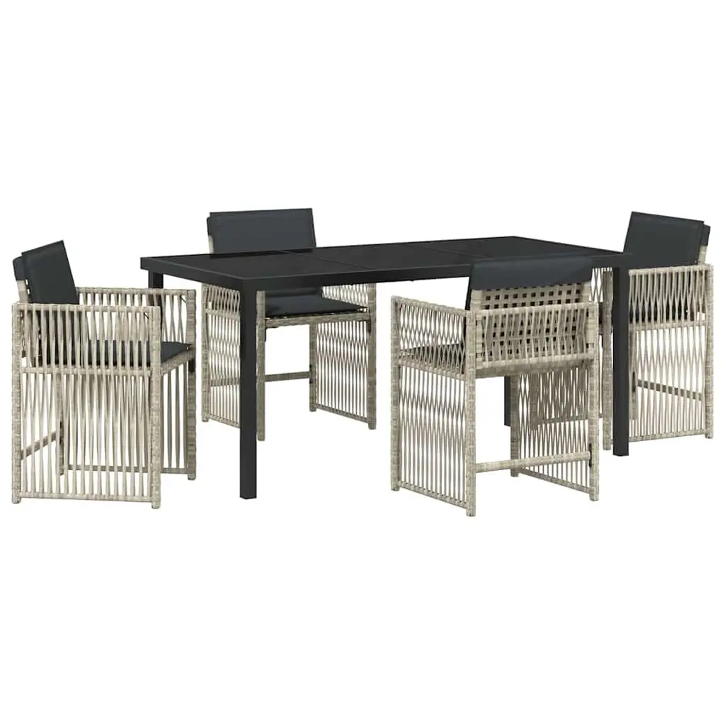 Garden Dining Set 5 Piece Outdoor Furniture Light Grey Powder-coated Steel Armchair Table