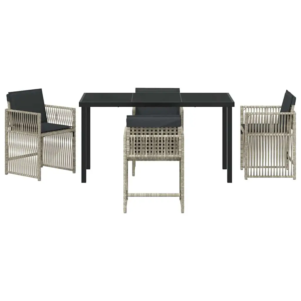 Garden Dining Set 5 Piece Outdoor Furniture Light Grey Powder-coated Steel Armchair Table