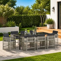 Premium 9-Piece Outdoor Dining Set in Light Grey