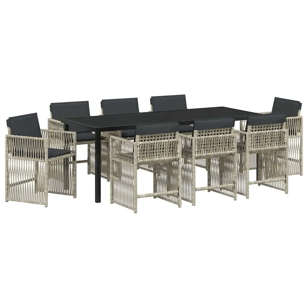 9-Piece Outdoor Dining Set in Light Grey