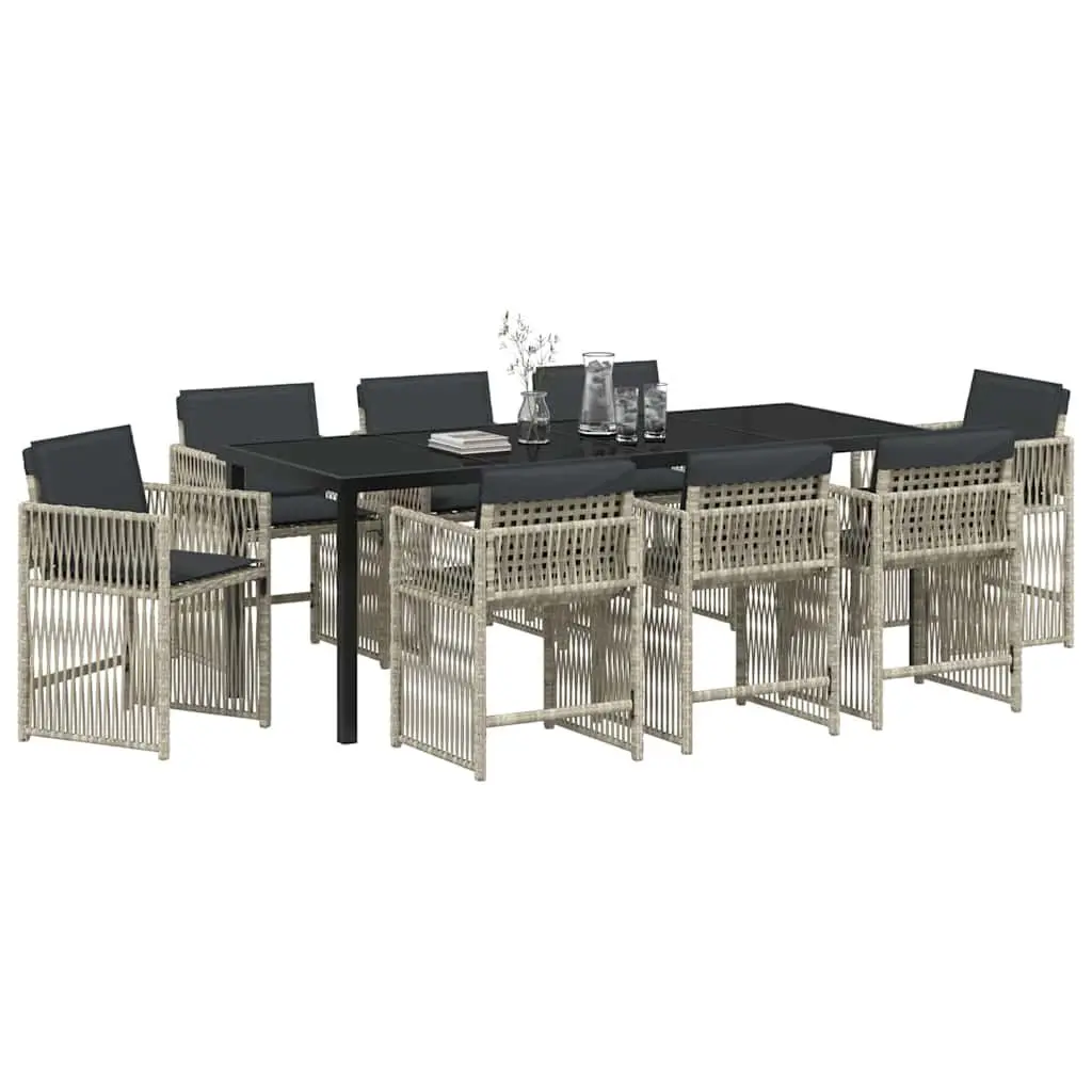 9-Piece Outdoor Dining Set in Light Grey