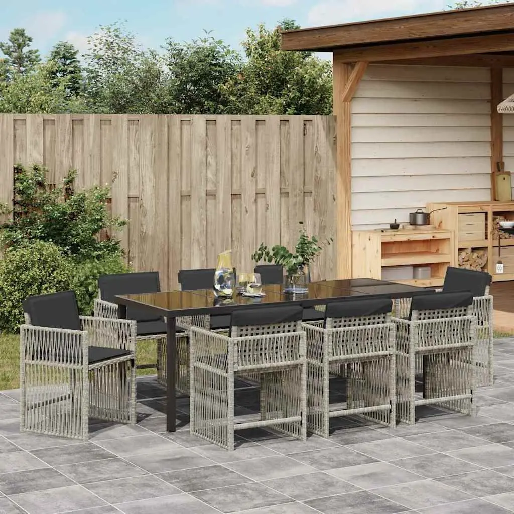 9-Piece Outdoor Dining Set in Light Grey
