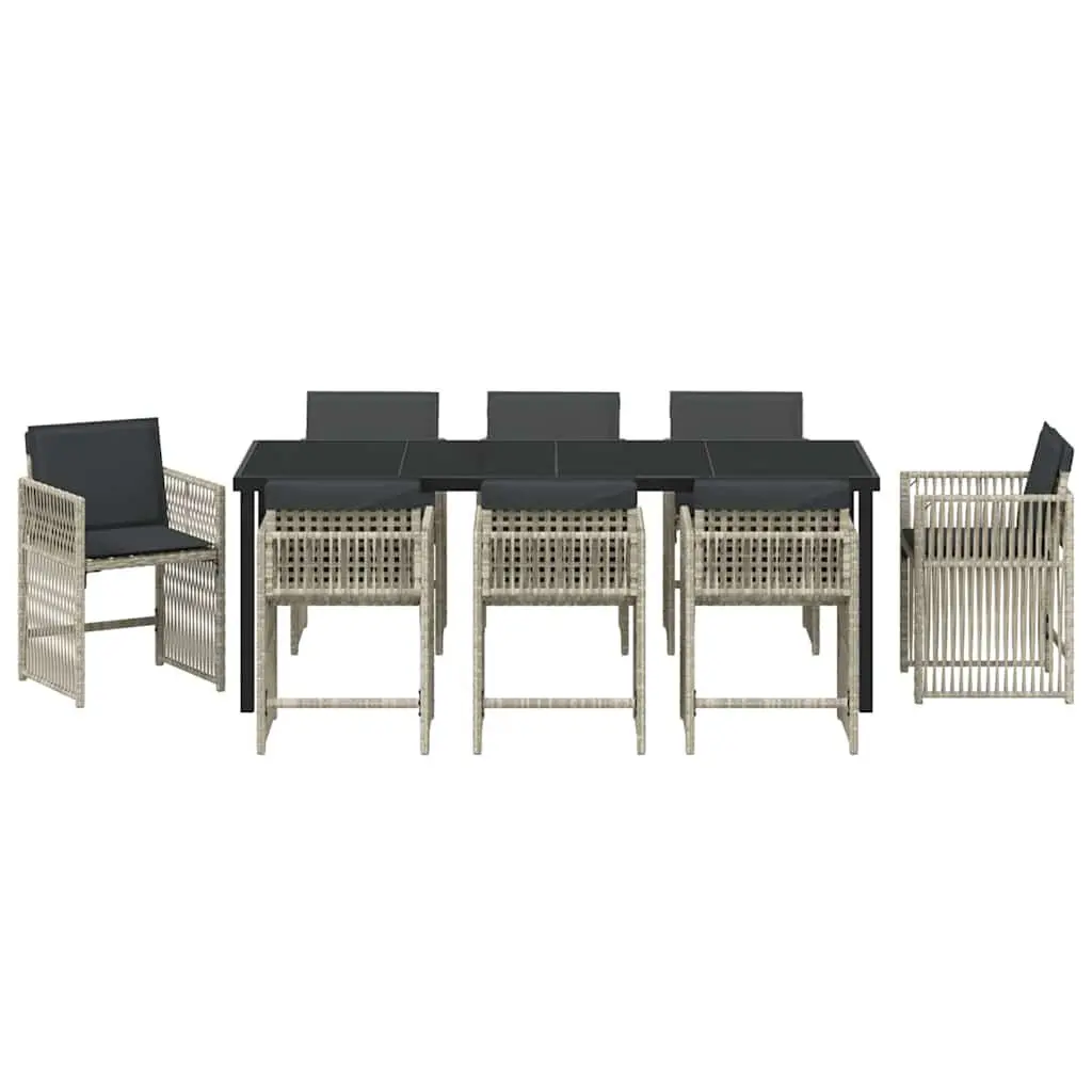 9-Piece Outdoor Dining Set in Light Grey