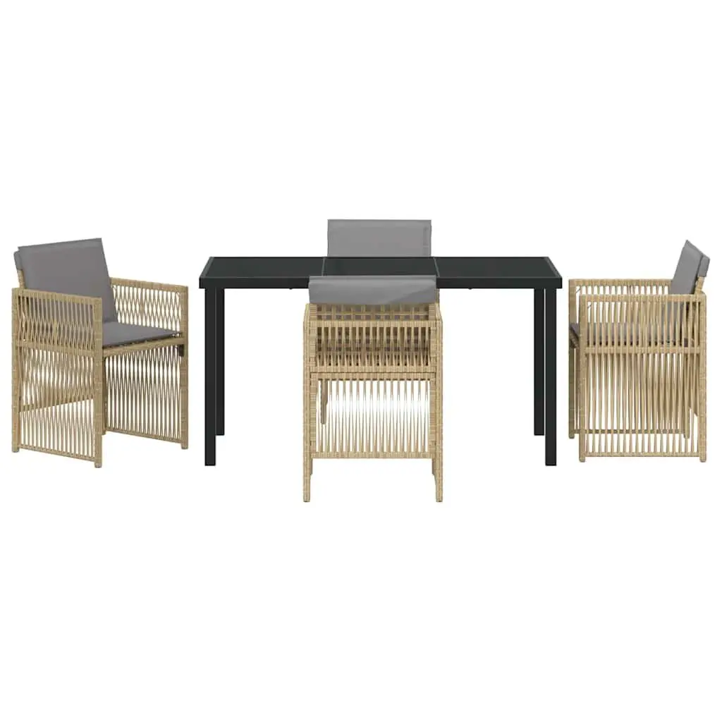 5 Piece Beige Garden Dining Set with Steel Frame
