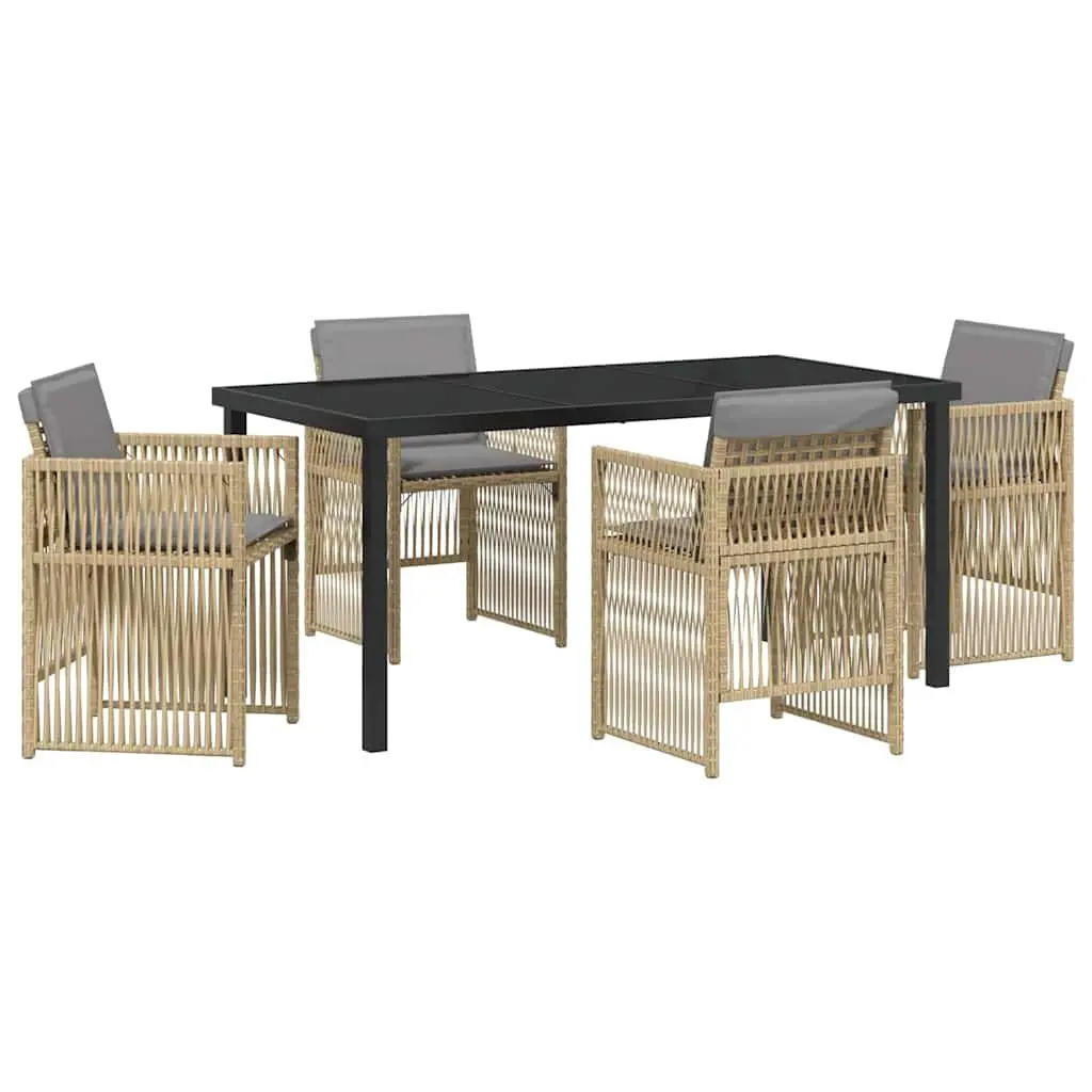 Beige 5-Piece Garden Dining Set with Cushions