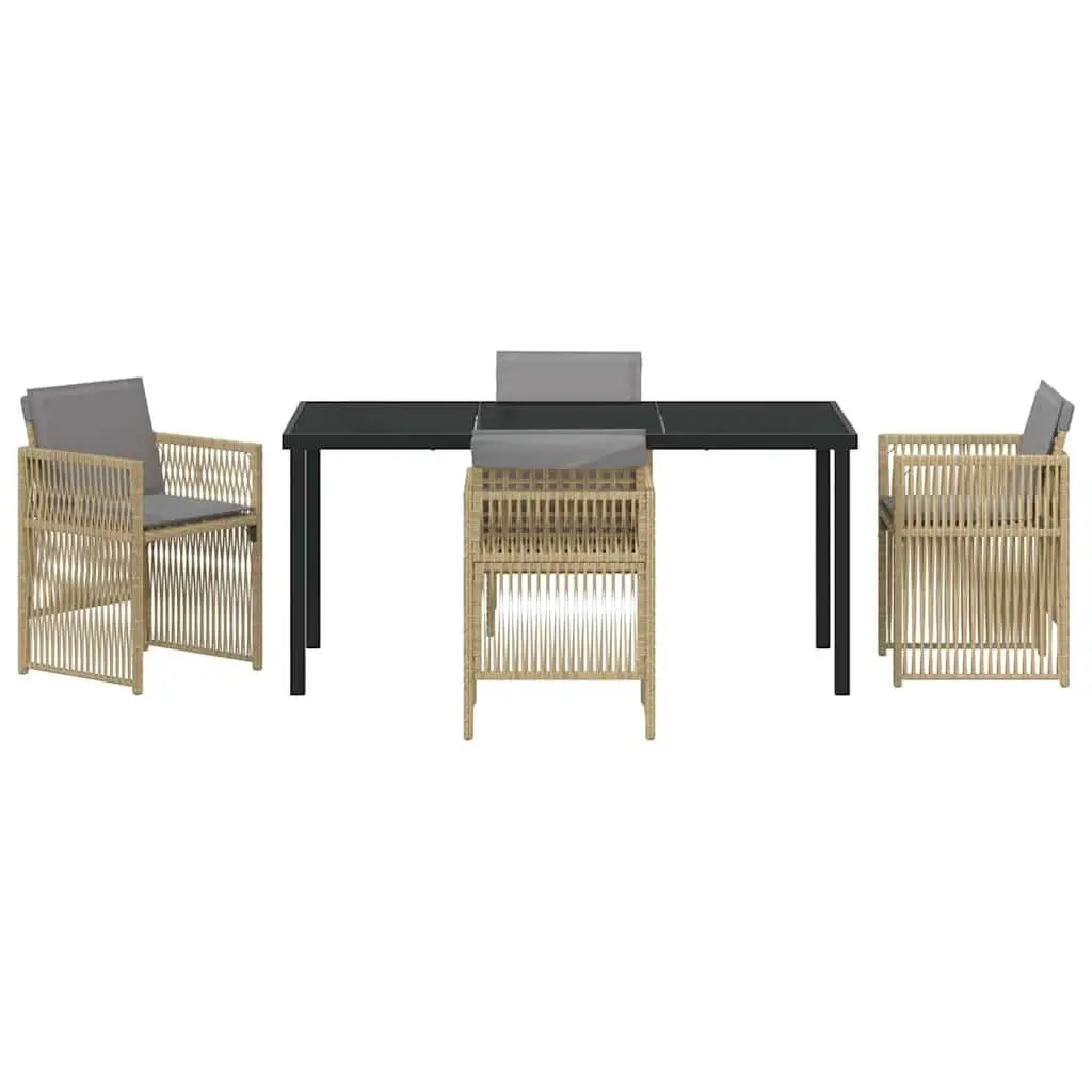 Beige 5-Piece Garden Dining Set with Cushions