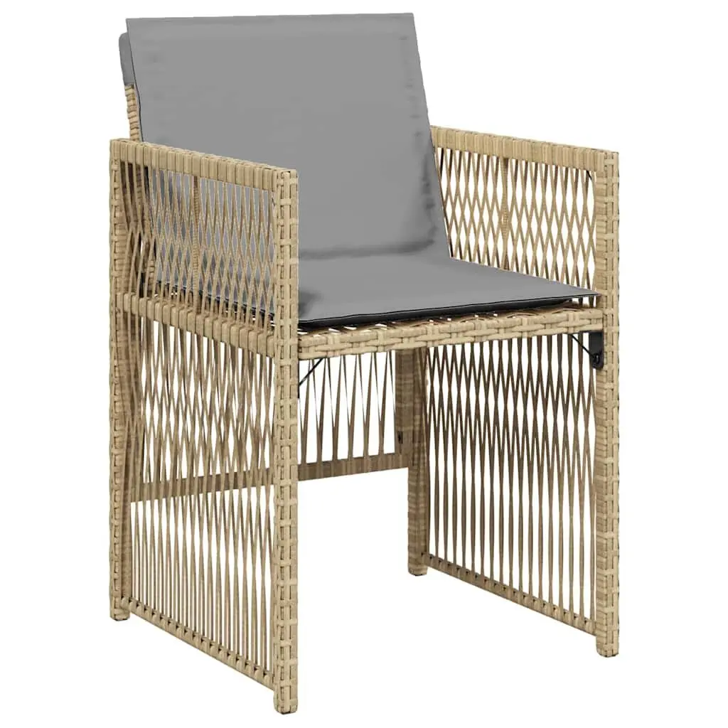 9 Piece Beige Garden Dining Set with Steel Frame