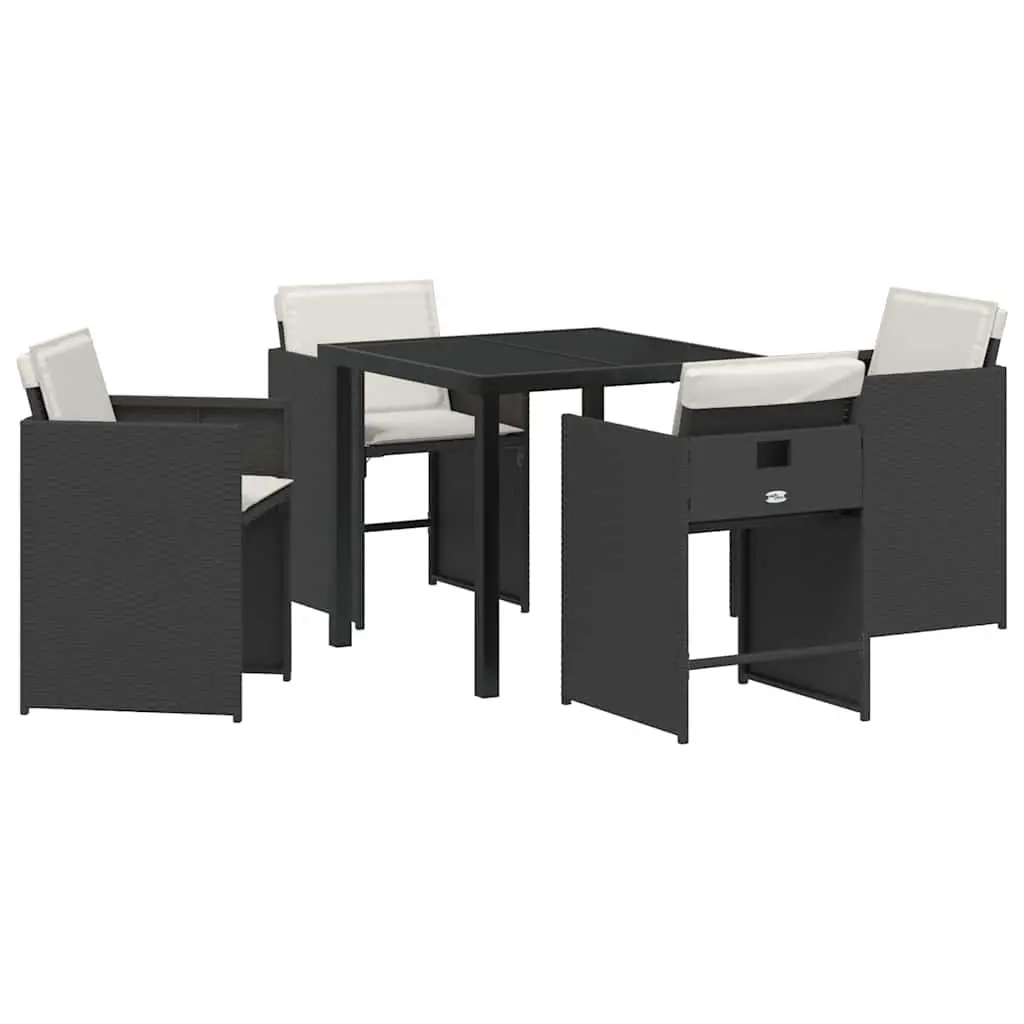 Outdoor Dining Set Poly Rattan 5 Pieces Black Garden Furniture Patio Table