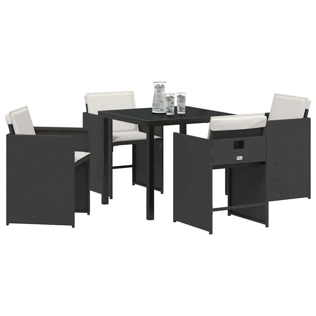 Outdoor Dining Set Poly Rattan 5 Pieces Black Garden Furniture Patio Table