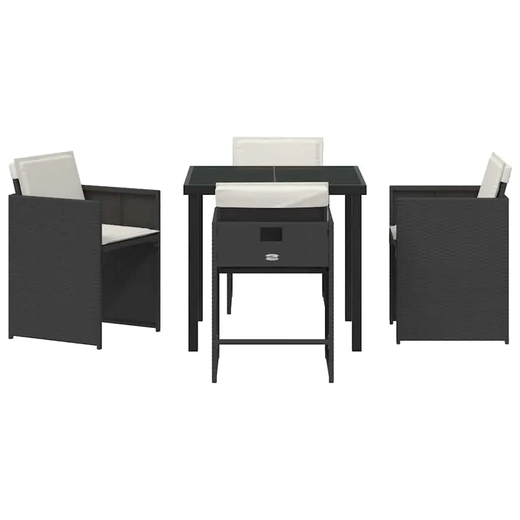 Outdoor Dining Set Poly Rattan 5 Pieces Black Garden Furniture Patio Table