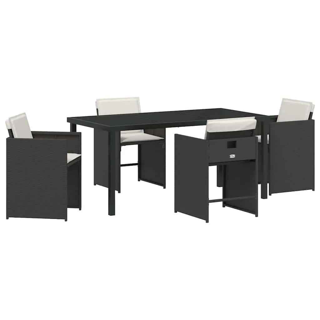 Garden Dining Set Poly Rattan 5 Piece Outdoor Furniture Black