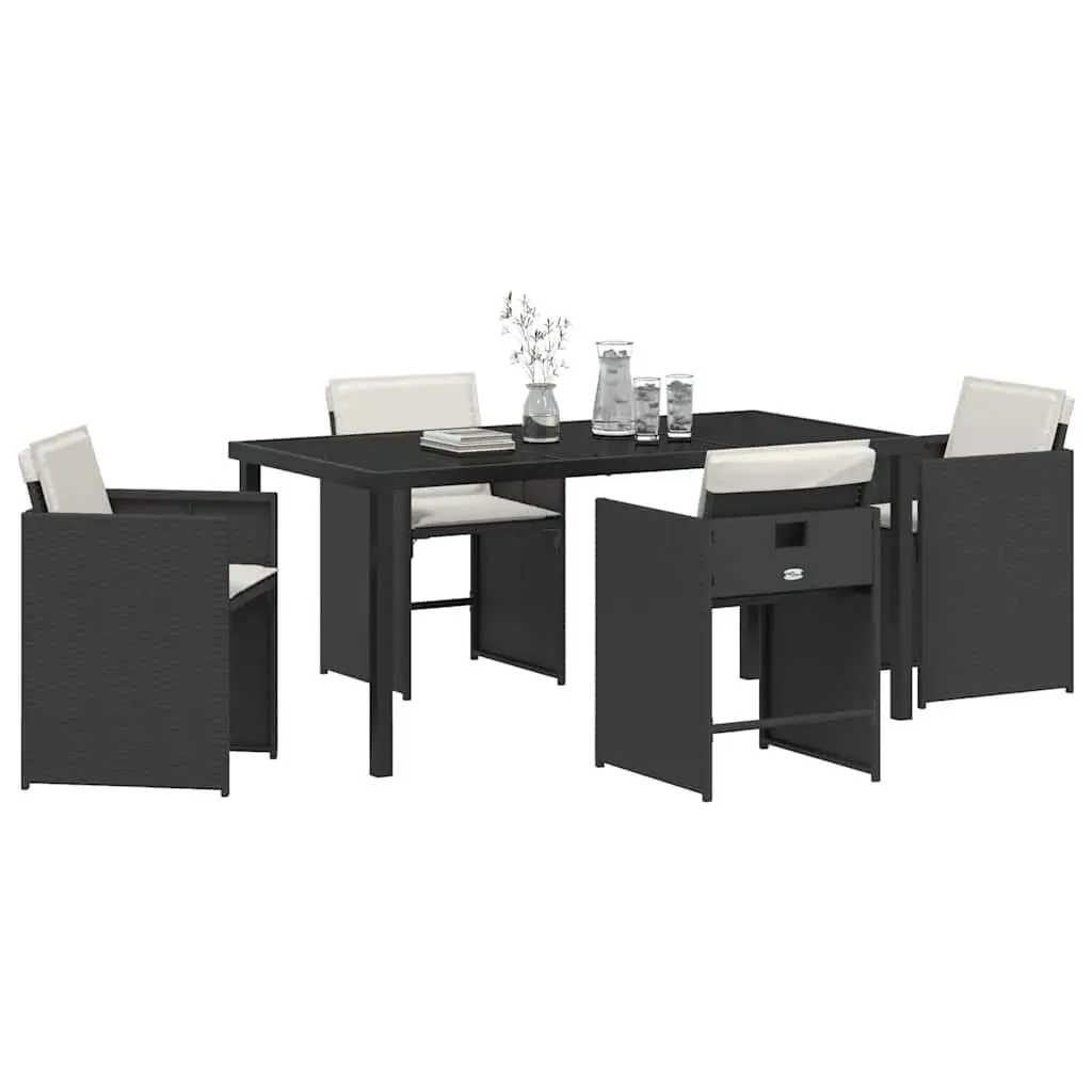 Garden Dining Set Poly Rattan 5 Piece Outdoor Furniture Black
