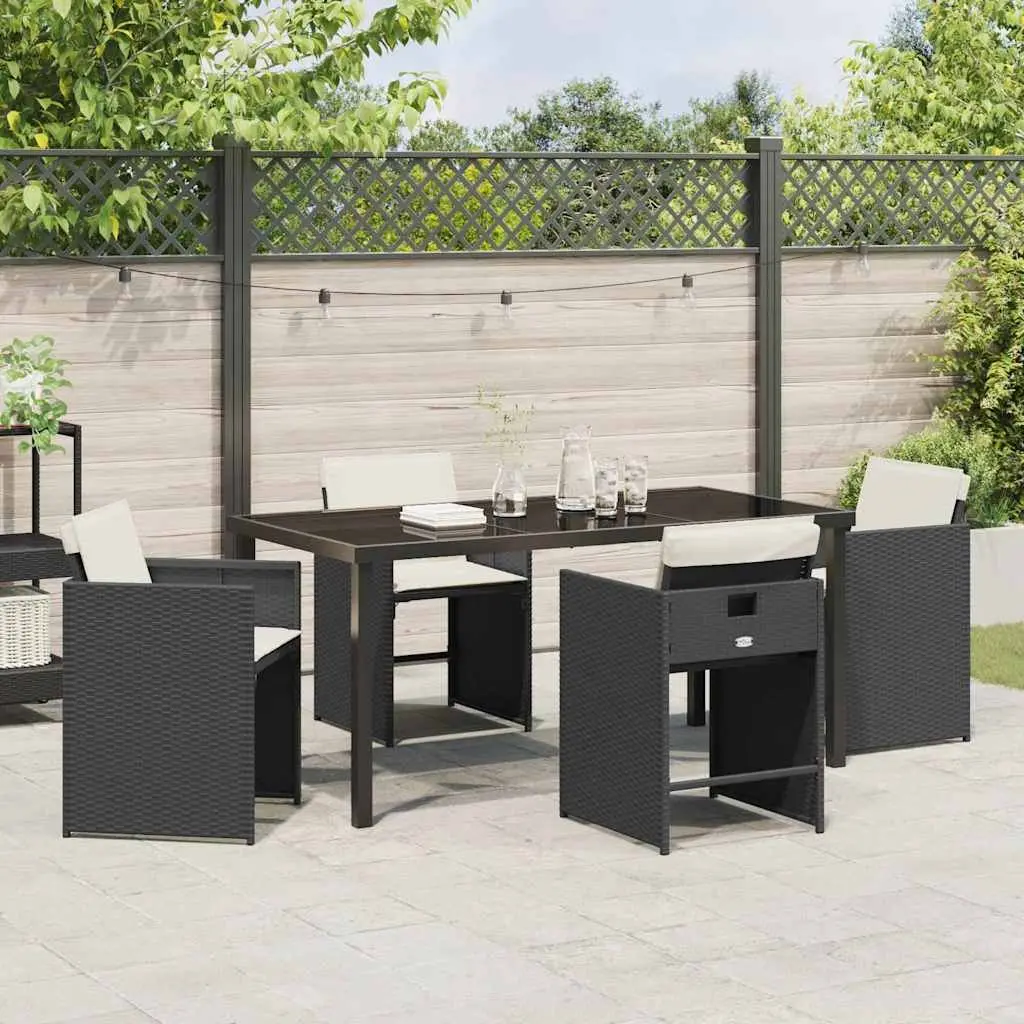 Garden Dining Set Poly Rattan 5 Piece Outdoor Furniture Black