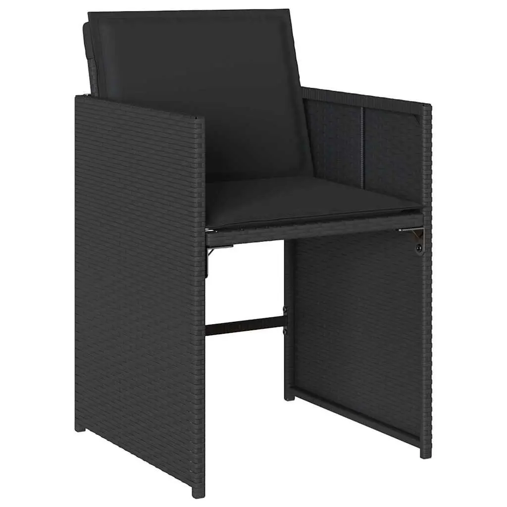 Black Poly Rattan 5-Piece Garden Dining Set