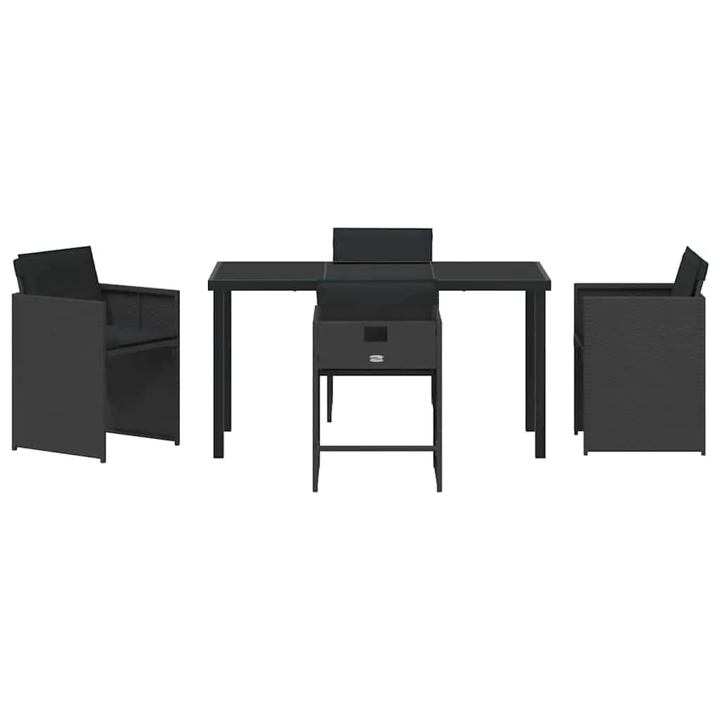 5-Piece Black Poly Rattan Outdoor Dining Set