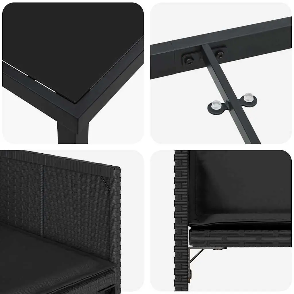 5-Piece Black Poly Rattan Outdoor Dining Set