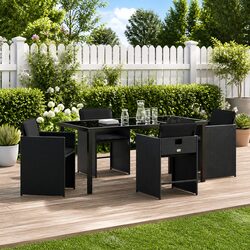 Durable 5 Piece Black Outdoor Dining Set for Your Garden
