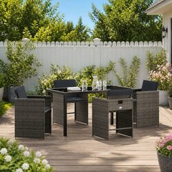 Stylish 5-Piece Grey Garden Dining Set for Outdoor Use