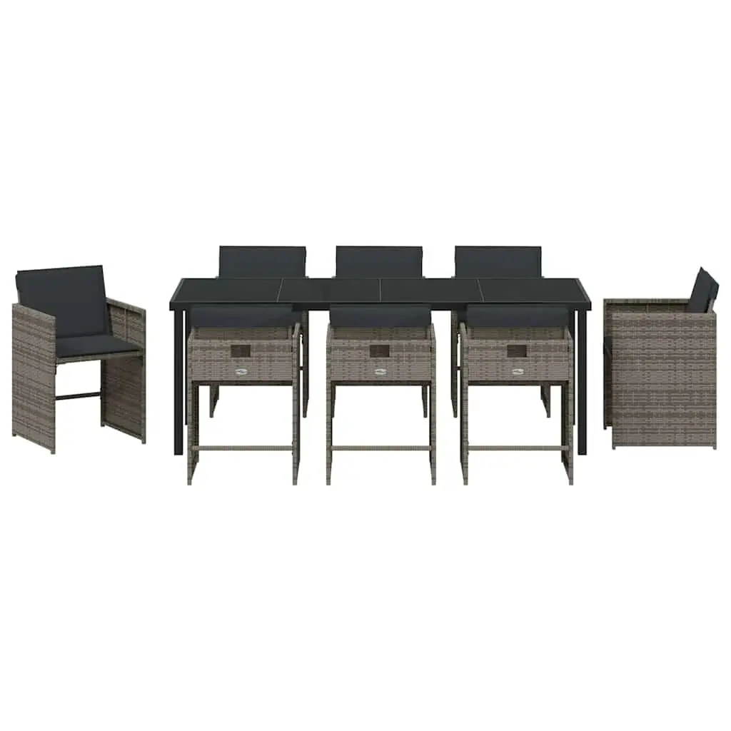 9-Piece Garden Dining Set with Durable Grey Poly Rattan