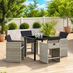 Stylish 5-Piece Garden Dining Set in Light Grey
