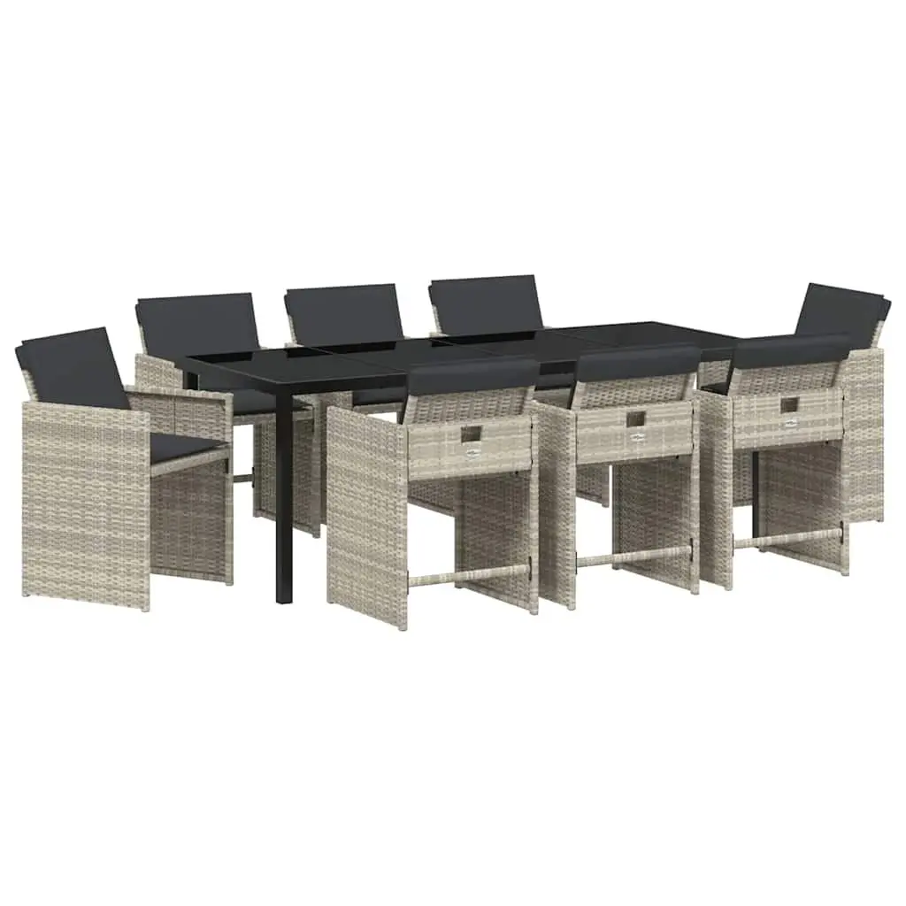 9-Piece Light Grey Outdoor Garden Dining Set