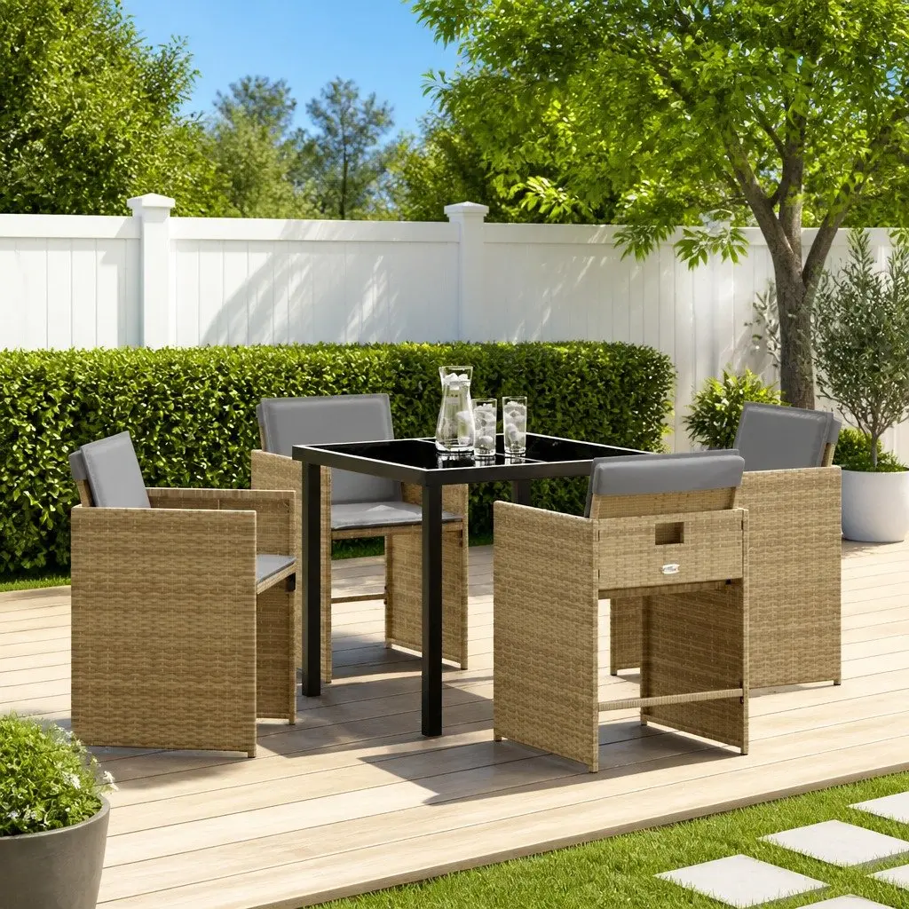 5-Piece Outdoor Dining Set with Poly Rattan