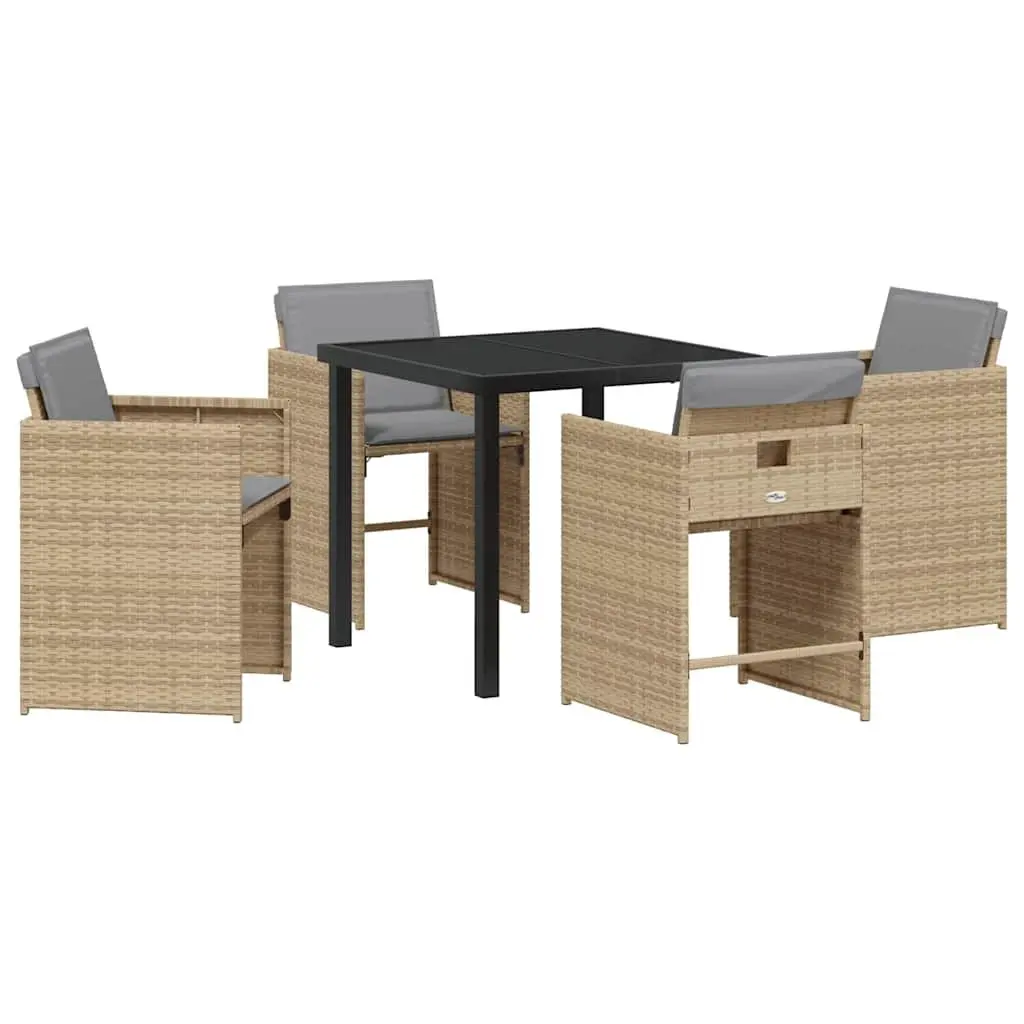 5-Piece Outdoor Dining Set with Poly Rattan