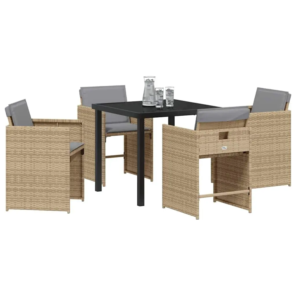 5-Piece Outdoor Dining Set with Poly Rattan