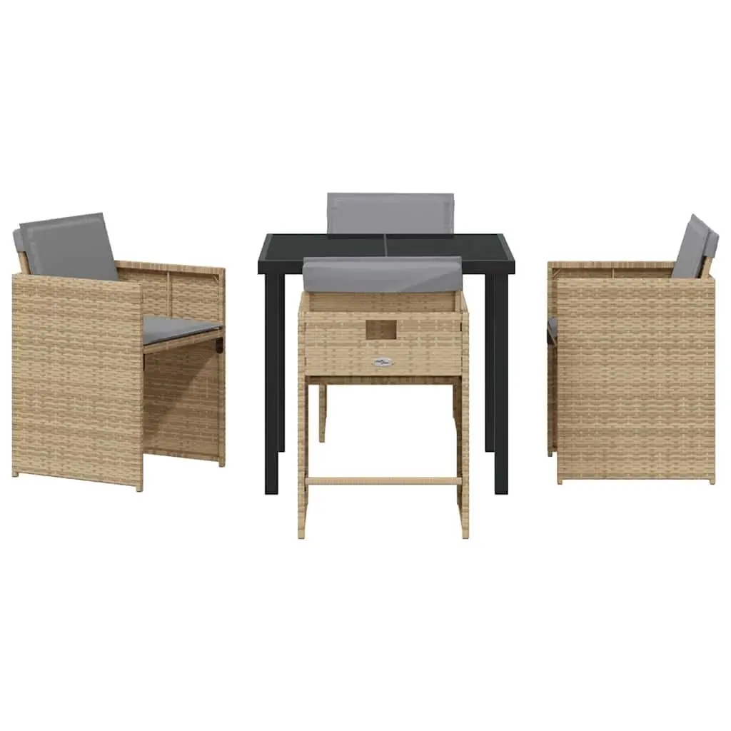 5-Piece Outdoor Dining Set with Poly Rattan