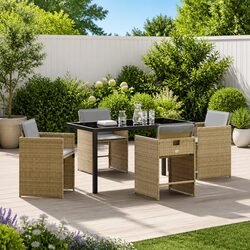 Premium 5 Piece Garden Dining Set with Steel Legs