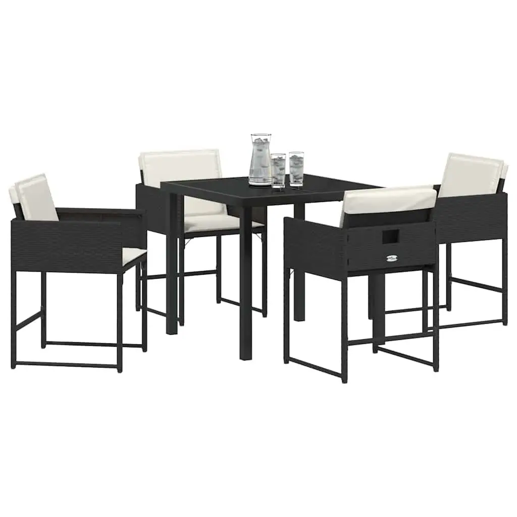 Garden Dining Set Poly Rattan 5 Pieces Black Outdoor Furniture Patio Table