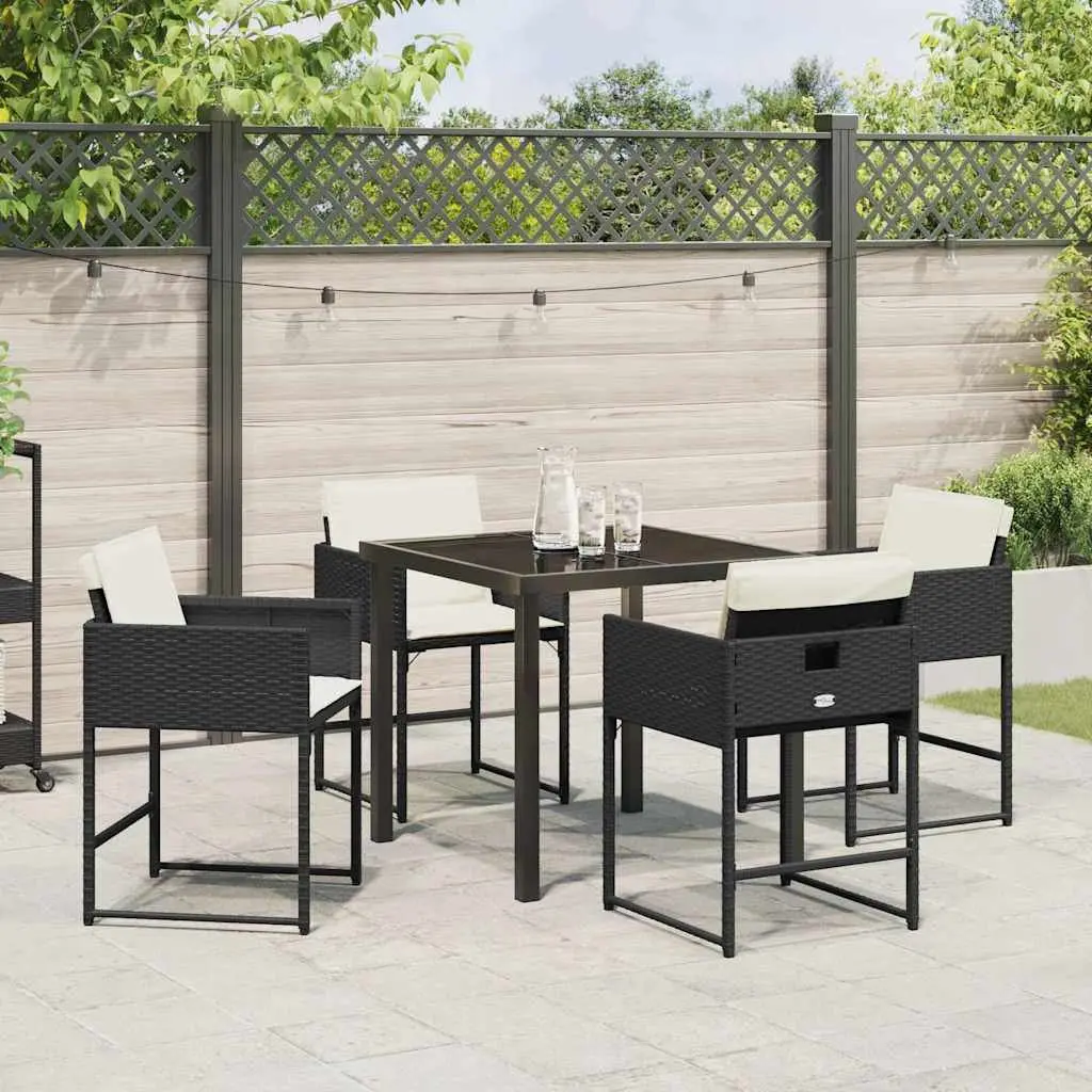 Garden Dining Set Poly Rattan 5 Pieces Black Outdoor Furniture Patio Table