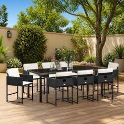 9-Piece Black Garden Dining Set for Outdoor Spaces