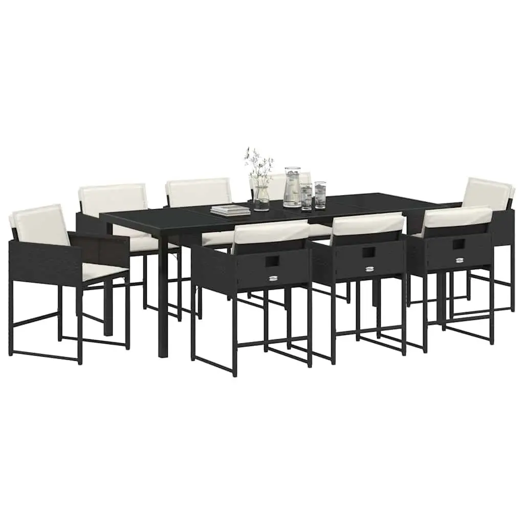 9-Piece Black Garden Dining Set for Outdoor Spaces