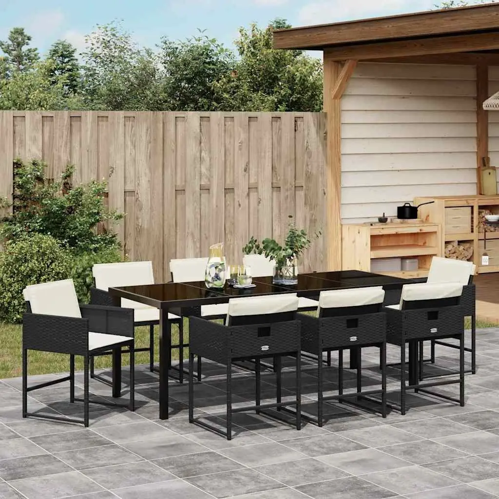 9-Piece Black Garden Dining Set for Outdoor Spaces