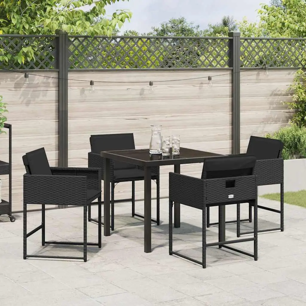 5-Piece Black Poly Rattan Outdoor Dining Set